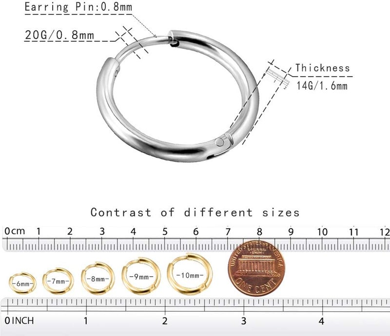 EACHLP Unisex 18K Real Gold Plating Surgical Steel Sleeper Tiny Hoop Earrings,Nose Ring Septum Ring Helix Ring Daith Ring Lip Ring Nipple Ring Snug Ring Rook Ring Body Piercing Jewelry - Image 3